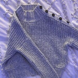 Jessica Simpson Heather Gray Button-Shoulder Sweater